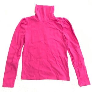 NWOT GAP Cotton Turtleneck Ruched Shoulder Girls XXL Women's S/M Hot Pink